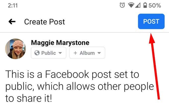 How to Allow Sharing on Facebook Posts image 11 - 11MobilePostButton