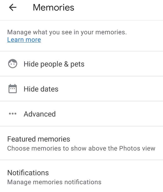 How to Find Memories on Other Social Media Networks image 5 - 15_google-photos_memories-settings