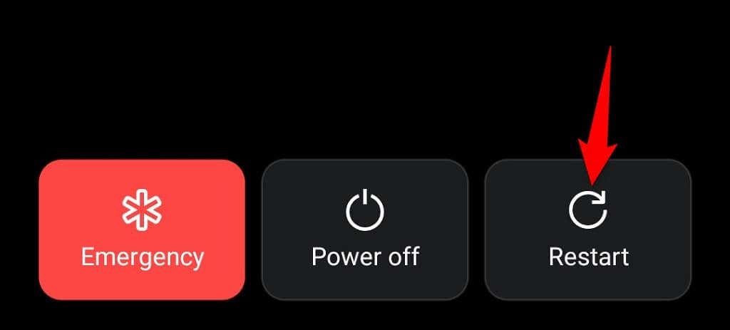 "Restart" button in Android's power menu