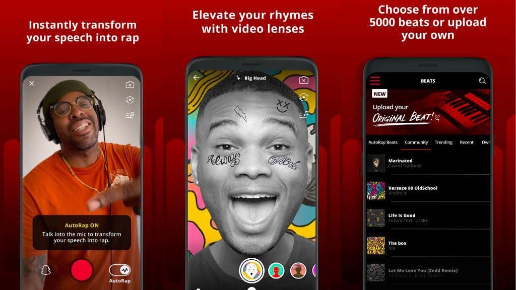 "AutoRap by Smule" app screenshots
