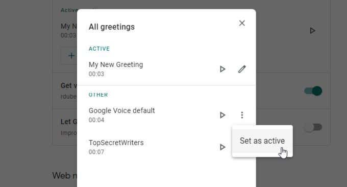 Google Voice Voicemail Settings image - 5-set-active-messages