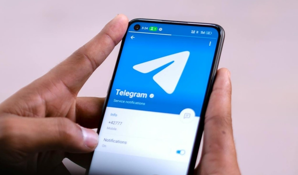 Person using Telegram on an Android smartphone