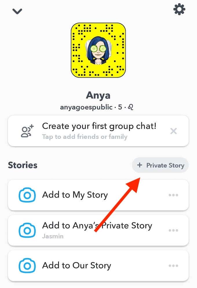 How to Create a Private Snapchat Story image 5 - add-private-story-from-profile