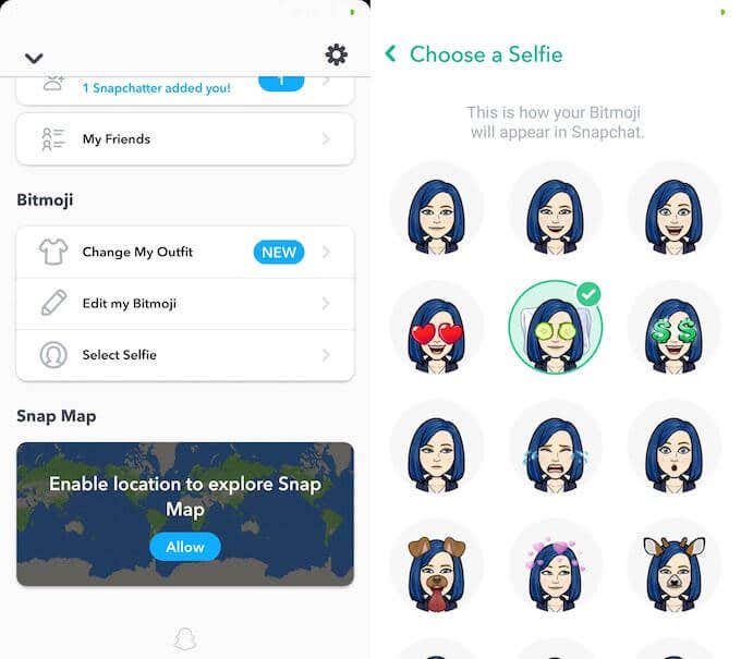 Use Bitmoji In Snapchat image - bitmoji_select-selfie