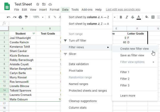 Filter by Text Color in Google Sheets image - create-text-filter-view-1