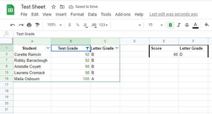 Filter by Text Color in Google Sheets image 3 - filtered-green