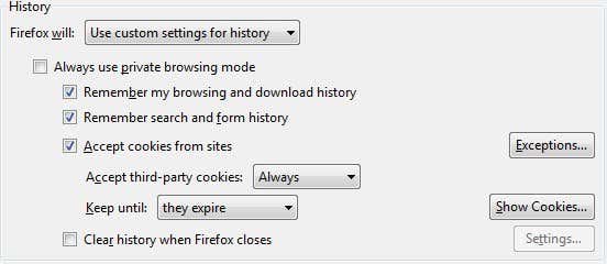  - firefox custom settings