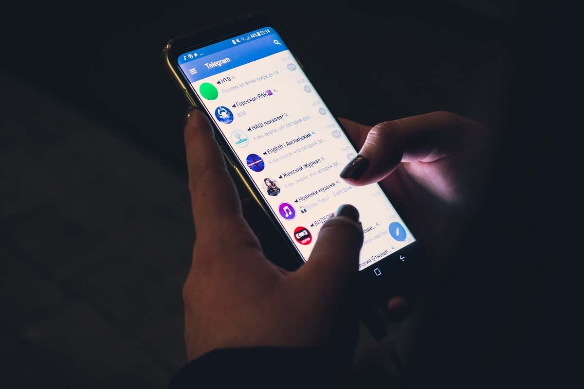 Person using Telegram on an Android smartphone