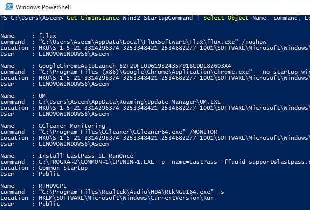  - powershell startup programs