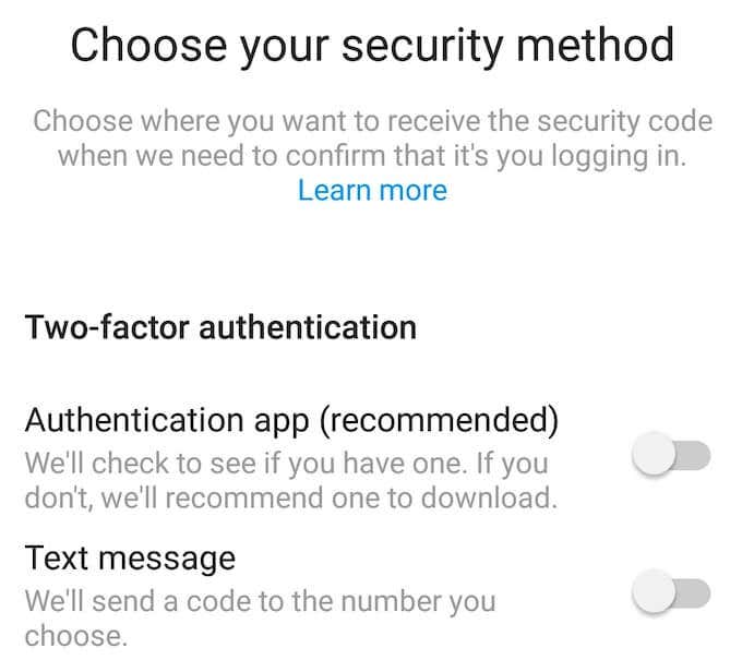 Two-Factor Authentication on Instagram image 4 - security-method_instagram