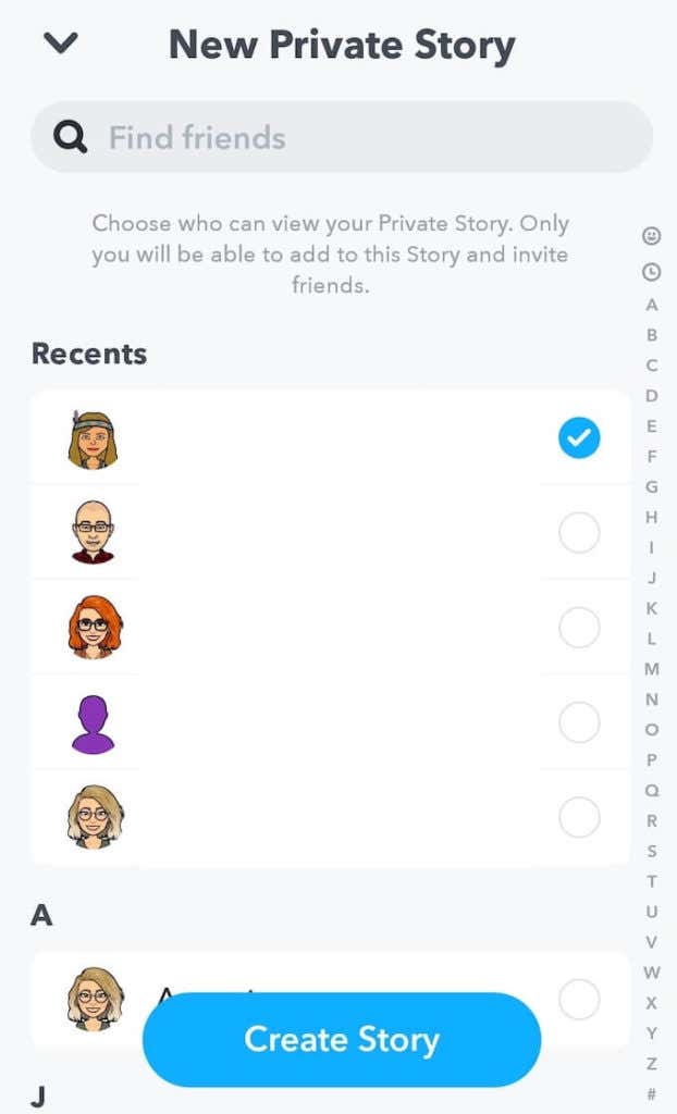 How to Create a Private Snapchat Story image 4 - select-contacts