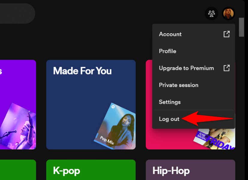 Log Out and Back Into Your Spotify Account image 2 - spotify-search-not-working-9-ways-to-fix-it-9-compressed