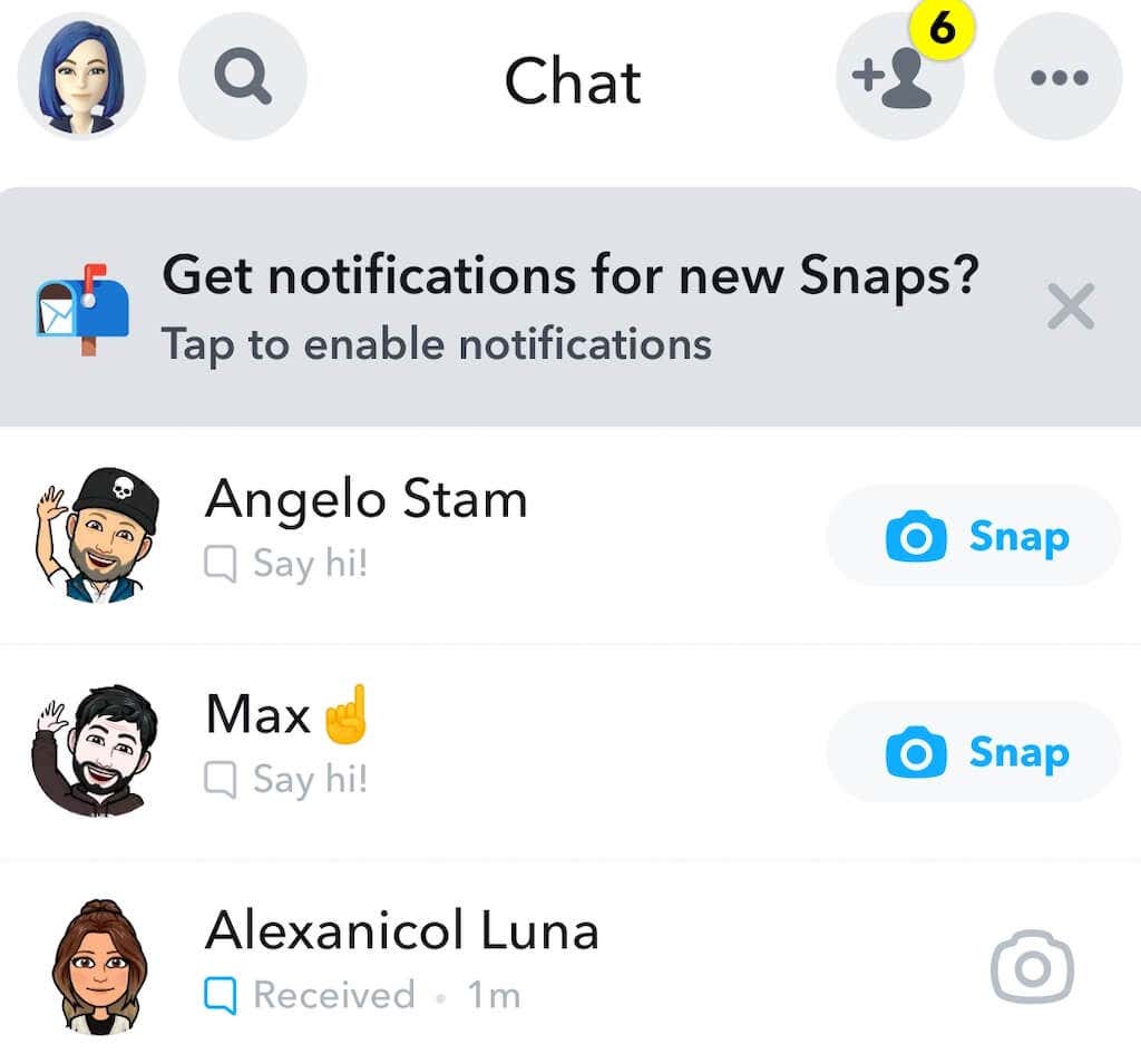 Snapchat Chat window