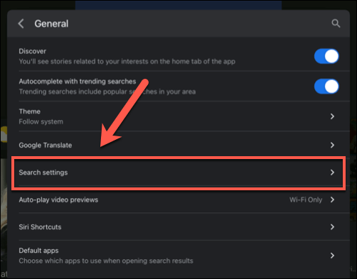 Turning Off Google SafeSearch in the Google Search App on iPhone and iPad image 4 - 18-Google-App-iPad-Search-Settings-Option