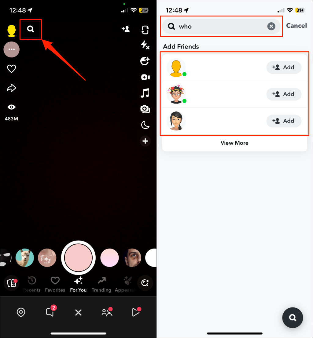 Steps for blocking someone on Snapchat through username search