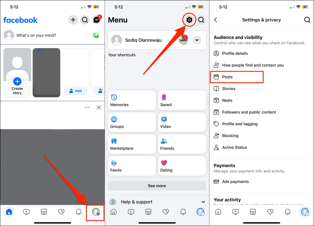 Steps to change post visibility setings on Facebook