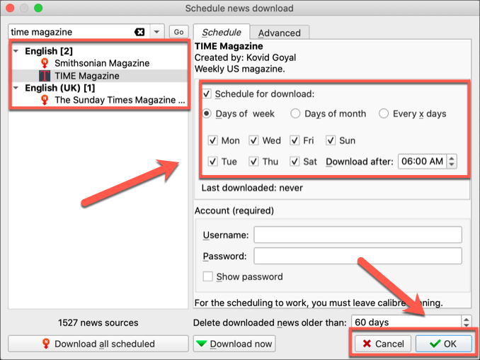 Accessing News and Magazines using Calibre image 2 - Calibre-Confirm-News