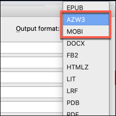 Converting eBook File Formats image 2 - Calibre-Convert-Select-Format