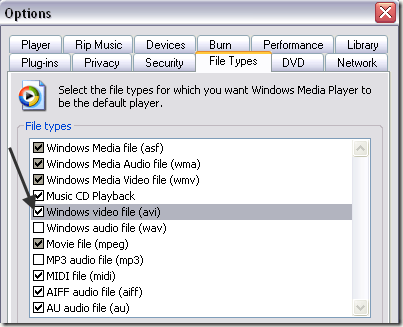 cant play avi files wmp