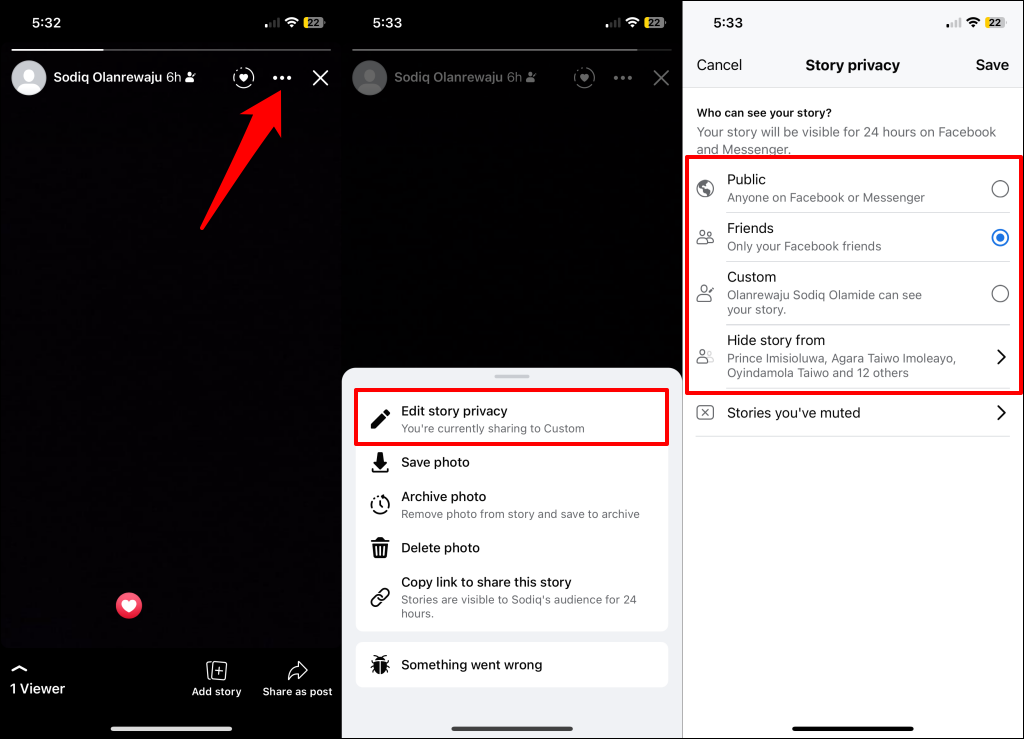 Facebook story privacy settings 