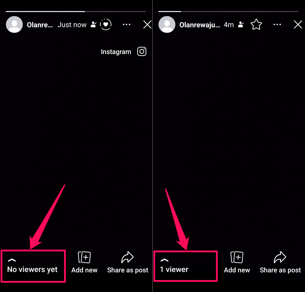 Story view count on Facebook mobile app