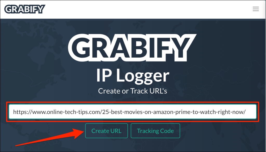 Steps to shorten URL using Grabify