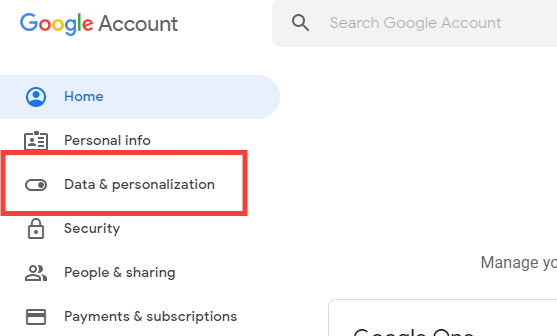 How To Delete Your Google Account Data image 2 - data-personalization-google