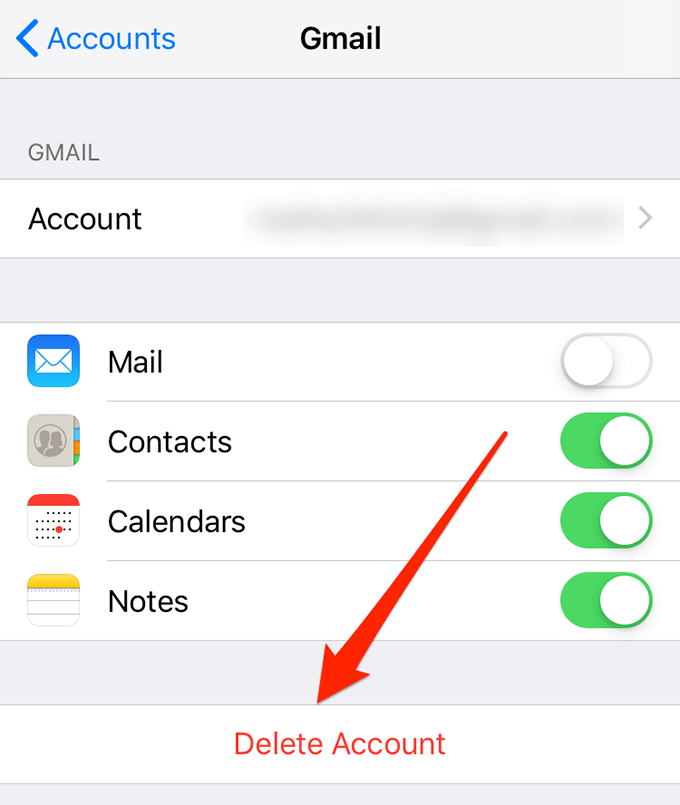 Re-Add Your Google Account To Your iPhone image 3 - delete-account