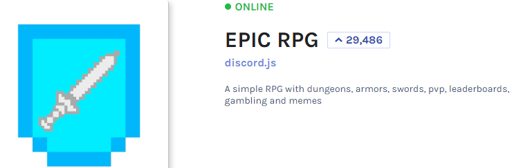 EPIC RPG – an RPG based Loyalty Bot image - discord-bots-epic-rpg