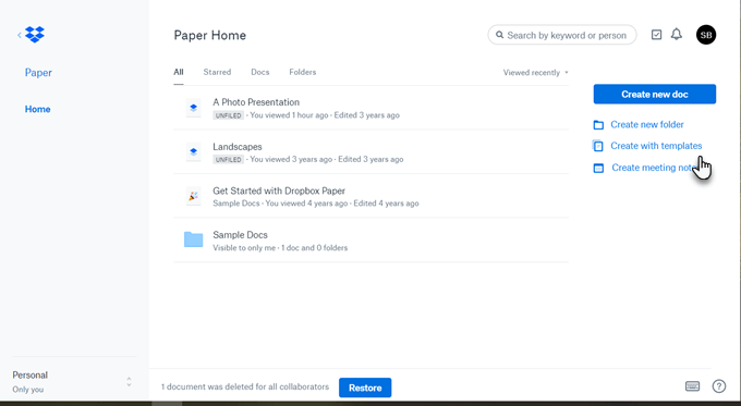 How To Choose Pre-Designed Paper Templates In Dropbox image - Dropbox-Create-With-Templates