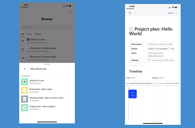 Create Dropbox Paper Templates From The Mobile App image - Dropbox-Paper-Mobile-Apps