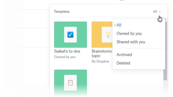 How To Choose Pre-Designed Paper Templates In Dropbox image 3 - Dropbox-Paper-Template-Filters