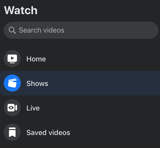 How to Search for Content on Facebook Watch image 2 - fb-watch-menu