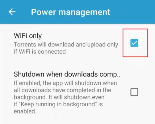 Installing a BitTorrent Client on Android image 4 - Flud-Settings-WiFi