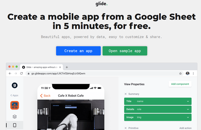 What is Glide Apps? image - glide-apps-website