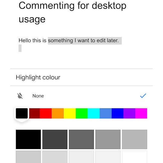 Highlight & Comment On The Google Docs App For Easier Desktop Editing image 2 - google-docs-mobile-highlighting-1