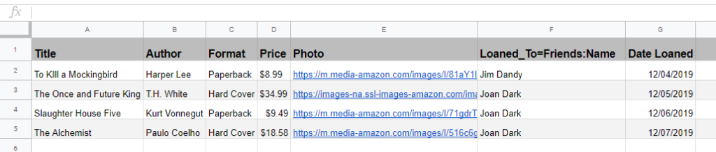 Add Data to your Google Sheet image - Google-Sheets-Books-Page