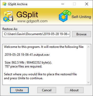 GSplit image 2 - GUnite-file-join-tool