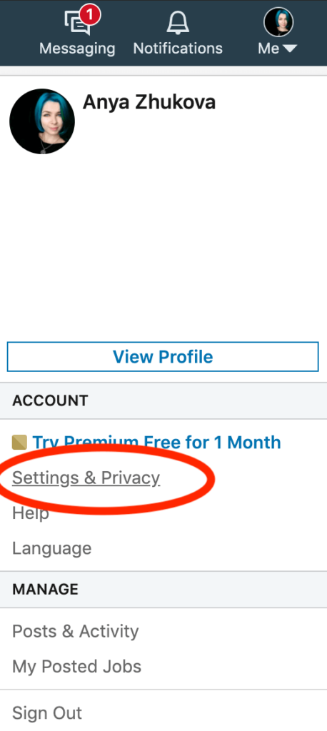 Two-Factor Authentication on LinkedIn image - linkedin-settings-