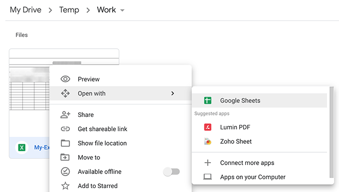 Convert Microsoft Office Docs To Google Docs Format image - open-with-google-sheets