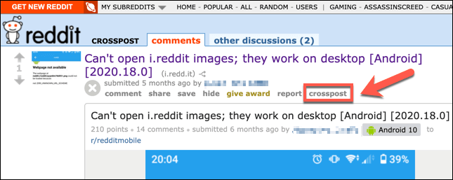 How to Crosspost on Reddit in a Web Browser image 3 - Reddit-Old-Crosspost-Button