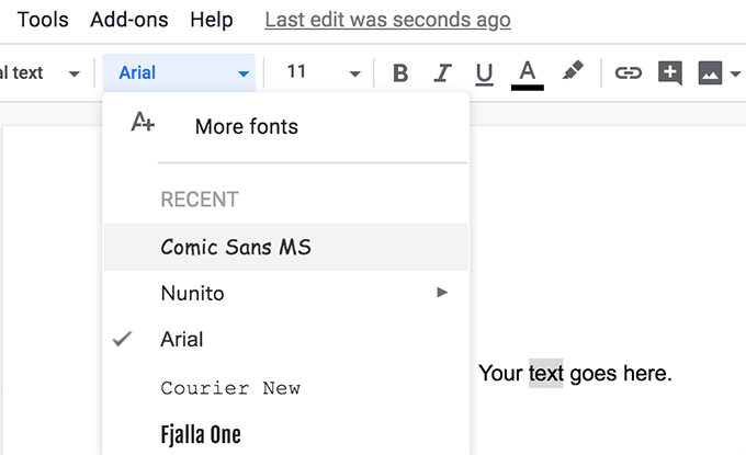 Set a Newly Added Font Default In Google Docs image - select-default-font