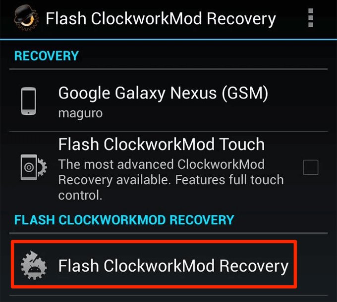 How To Flash ClockworkMod Recovery On Android? image 2 - select-device-and-flash-cwm