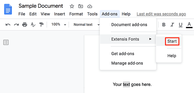 Use An Add-On To Add Fonts To Google Docs image 7 - start-extensis-fonts