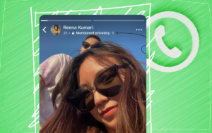 Illustration of the WhatsApp Status "Private Mention" feature