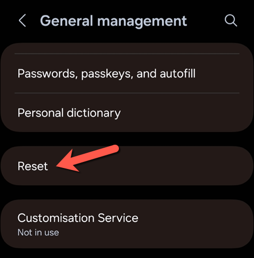 Tap the Reset settings option.