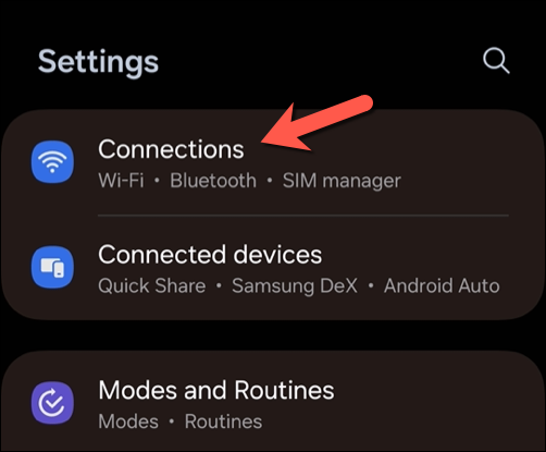 In the Settings menu, tap Connections.