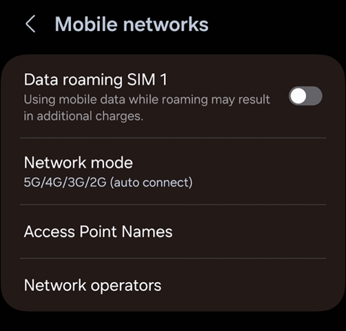 Change the settings, as required, in the network mode, Access Point Names, and Network operators menus.