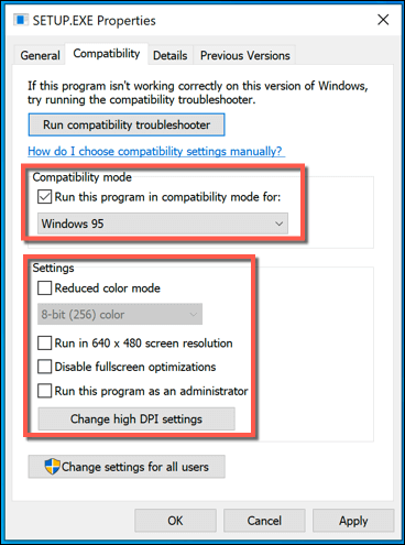 Using Windows Compatibility Mode image 2 - Windows-Compatibility-Options