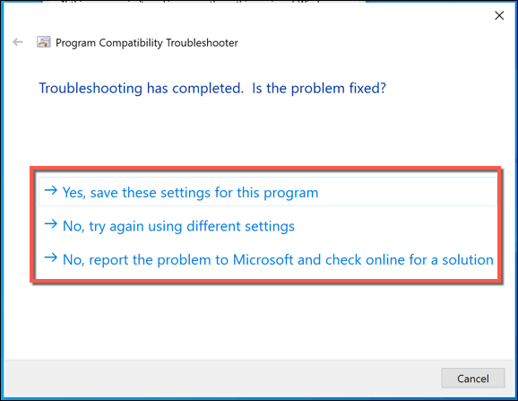 Using Windows Compatibility Mode image 6 - Windows-Compatibility-Troubleshooter-Final-Stage